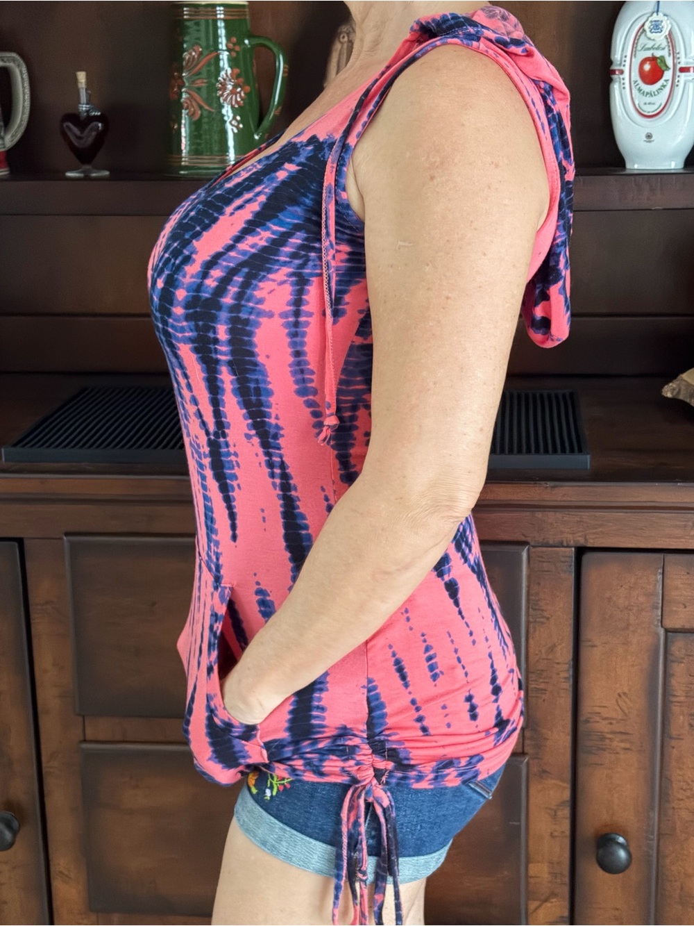 tie die sleeveless tunic top